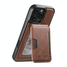 Per iPhone 15 Pro Max Suteni M3 Card Bag MagSafe Custodia per telefono in pelle di vacchetta (marrone)