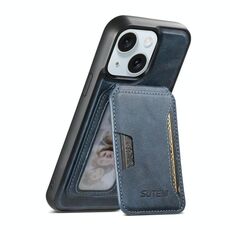 Per iPhone 15 Plus Suteni M3 Card Bag MagSafe Custodia per telefono in pelle di vacchetta (blu)