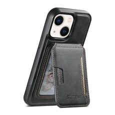 Per iPhone 14 Plus Suteni M3 Card Bag MagSafe Custodia per telefono in pelle di vacchetta (nero)