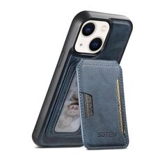 Per iPhone 14 Plus Suteni M3 Card Bag MagSafe Custodia per telefono in pelle di vacchetta (blu)