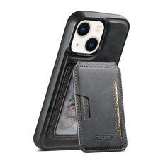 Per iPhone 14 Suteni M3 Card Bag MagSafe Custodia per telefono in pelle di vacchetta (nero)