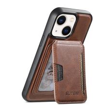 Per iPhone 14 Suteni M3 Card Bag MagSafe Custodia per telefono in pelle di vacchetta (marrone)