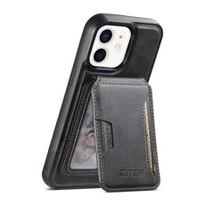 Per iPhone 12 Suteni M3 Card Bag MagSafe Custodia per telefono in pelle di vacchetta (nero)