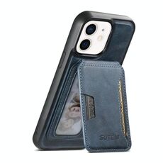 Per iPhone 12 Suteni M3 Card Bag MagSafe Custodia per telefono in pelle di vacchetta (blu)