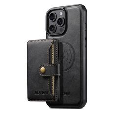 Per iPhone 16 Pro Suteni M4 Custodia per carte magnetiche MagSafe in pelle per telefono (nero)