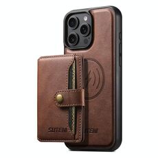 Per iPhone 15 Pro Suteni M4 Custodia per carte magnetiche MagSafe in pelle per telefono (marrone)