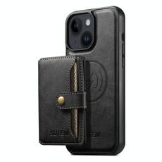 Per iPhone 15 Plus Suteni M4 Custodia per carte magnetiche MagSafe in pelle per telefono (nero)