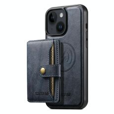 Per iPhone 15 Plus Suteni M4 Custodia per carte magnetiche MagSafe in pelle per telefono (blu)
