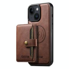 Per iPhone 14 Plus Suteni M4 Custodia per carte magnetiche MagSafe in pelle per telefono (marrone)