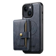 Per iPhone 14 Suteni M4 Custodia per carte magnetiche MagSafe in pelle per telefono (blu)