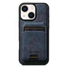 Per iPhone 14 Suteni M5 Custodia per carte magnetiche MagSafe in pelle per telefono (blu)