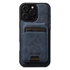 Per iPhone 14 Pro Suteni M5 Custodia per carte magnetiche MagSafe in pelle per telefono (blu)