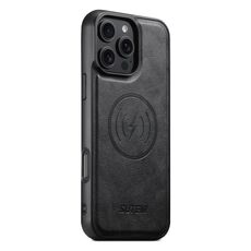 Per iPhone 16 Pro Suteni G5 Custodia magnetica in pelle di vacchetta MagSafe per telefono (nero)