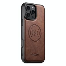 Per iPhone 16 Pro Suteni G5 Custodia magnetica in pelle di vacchetta MagSafe per telefono (marrone)