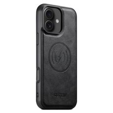 Per iPhone 16 Plus Suteni G5 Custodia magnetica in pelle di vacchetta MagSafe per telefono (nero)