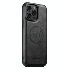 Per iPhone 15 Pro Max Suteni G5 Custodia magnetica per telefono MagSafe in pelle di vacchetta (nero)