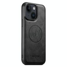 Per iPhone 15 Plus Suteni G5 Custodia magnetica in pelle di vacchetta MagSafe per telefono (nero)