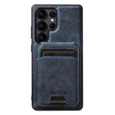 Per Samsung Galaxy S22 Ultra 5G Suteni M5 Custodia per carte magnetiche MagSafe in pelle per telefono (blu)
