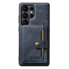 Per Samsung Galaxy S24 Ultra 5G Suteni M4 Custodia per carte magnetiche MagSafe in pelle per telefono (blu)