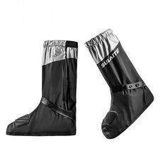SULAITE Copriscarpe da moto, spessi, antiscivolo, resistenti all'usura, stivali da pioggia per adulti, taglia: S (nero argento)