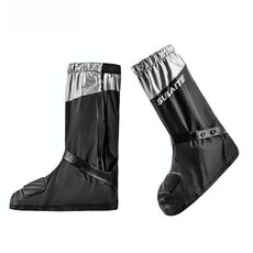 SULAITE Copriscarpe da moto, spessi, antiscivolo, resistenti all'usura, stivali da pioggia per adulti, taglia: M (nero argento)