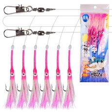 Set da pesca per sgombri spagnoli anti-morso con gancio a coda di pelo bionico luminoso (6 copie 4/0)