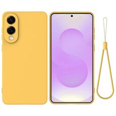 Per Samsung Galaxy S25 Edge 5G Custodia per telefono in silicone liquido colorato (giallo)