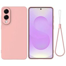 Per Samsung Galaxy S25 Edge 5G Custodia per telefono in silicone liquido colorato (rosa)