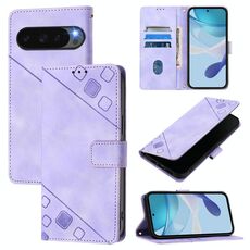 Per Google Pixel 10 5G Custodia per telefono in pelle goffrata effetto pelle globale (viola chiaro)