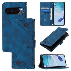 Per Google Pixel 10 Pro XL 5G Custodia per telefono in pelle goffrata effetto pelle globale (blu)