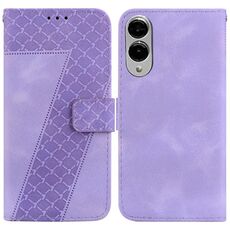Per Samsung Galaxy S25 Edge 5G Custodia per telefono in pelle goffrata a sette forme (viola)