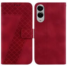 Per Samsung Galaxy S25 Edge 5G Custodia per telefono in pelle goffrata a sette forme (rossa)