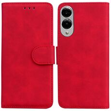 Per Samsung Galaxy S25 Edge 5G Custodia in pelle Flip Pure Color Skin Feel (rosso)