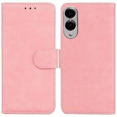 Per Samsung Galaxy S25 Edge 5G Custodia in pelle Flip Pure Color Skin Feel (rosa)