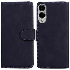 Per Samsung Galaxy S25 Edge 5G Custodia in pelle con chiusura a scatto Skin Feel Pure Color (nera)