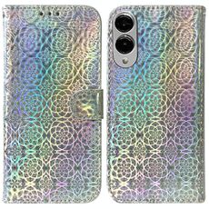 Per Samsung Galaxy S25 Edge 5G Custodia per telefono in pelle con fibbia magnetica colorata (argento)