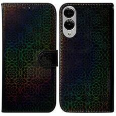 Per Samsung Galaxy S25 Edge 5G Custodia per telefono in pelle con fibbia magnetica colorata (nero)