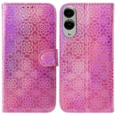 Per Samsung Galaxy S25 Edge 5G Custodia per telefono in pelle con fibbia magnetica colorata (rosa)