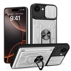 Per iPhone 16e Custodia per telefono scorrevole Camshield TPU+PC con slot per schede (bianco)