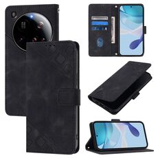 Per Xiaomi 15 Custodia per telefono in pelle goffrata ultra-sottile (nera)