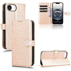 Per iPhone 16e Custodia per telefono in pelle con trama a nido d'ape (oro)