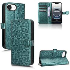 Per iPhone 16e Custodia per telefono in pelle con trama a nido d'ape (verde)