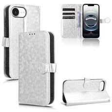Per iPhone 16e Custodia per telefono in pelle con trama a nido d'ape (argento)