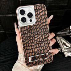 Per iPhone 16 Pro Pebble Pattern PU MagSafe Custodia per telefono con supporto (oro)