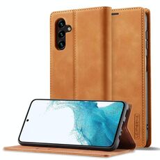 Per Samsung Galaxy A56 5G LC.IMEEKE Custodia per telefono in microfibra con forte magnetismo (marrone)