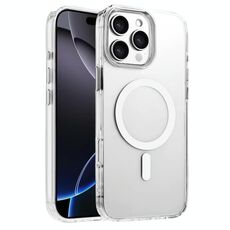 Per iPhone 16 Pro Max Custodia magnetica per telefono MagSafe in TPU ibrido PC ad alta trasparenza (bianco)