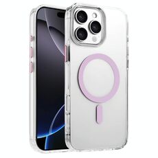 Per iPhone 16 Pro Max Custodia magnetica per telefono MagSafe in TPU ibrido PC ad alta trasparenza (rosa)