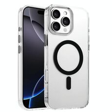 Per iPhone 16 Pro Max Custodia magnetica per telefono MagSafe in TPU ibrido PC ad alta trasparenza (nero)