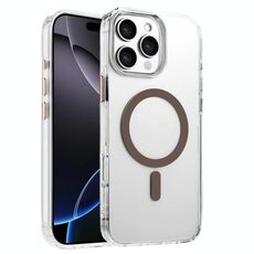 Per iPhone 16 Pro Max Custodia magnetica per telefono MagSafe in TPU ibrido PC ad alta trasparenza (oro deserto)