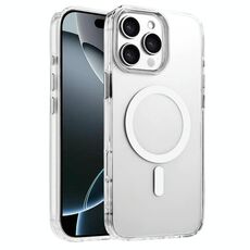 Per iPhone 16 Pro Custodia magnetica per telefono MagSafe in TPU ibrido PC ad alta trasparenza (bianco)